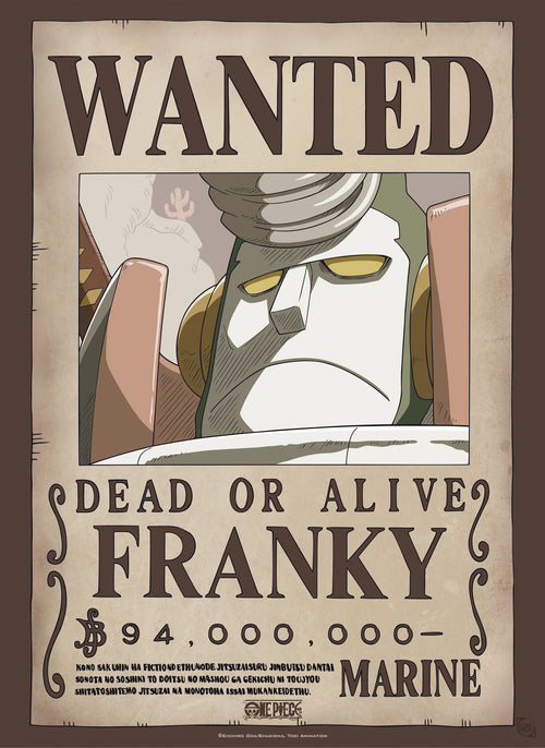 Abystyle Gbydco235 One Piece Wanted Franky Poster 38x52cm | Yourdecoration.co.uk