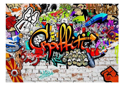 Wall Mural - Colorful Graffiti 200x140cm - Non-Woven Murals