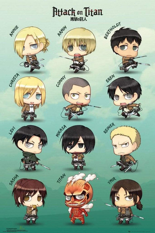 GBeye Attack on Titan Chibi Characters Poster 61x91,5cm | Yourdecoration.co.uk