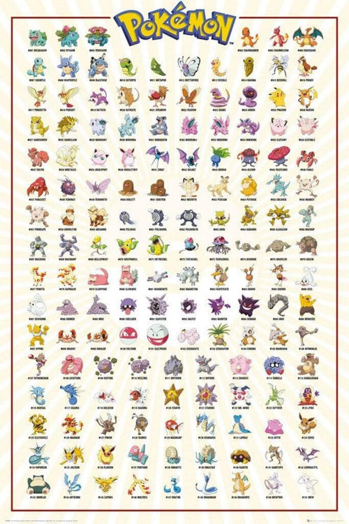 GBeye Pokemon Kanto 151 Poster 61x91,5cm | Yourdecoration.co.uk