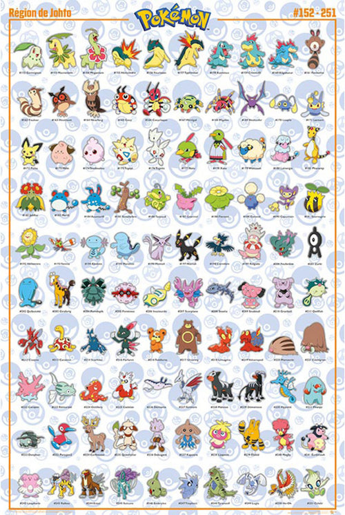 Gbeye FP4975 Pokemon Johto French Characters Poster 61x 91-5cm | Yourdecoration.co.uk