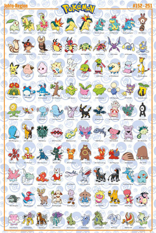 Gbeye FP4976 Pokemon Johto German Characters Poster 61x 91-5cm | Yourdecoration.co.uk