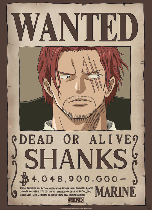 Gbeye Gbydco261 One Piece Wanted Shanks Poster 38x52cm | Yourdecoration.co.uk