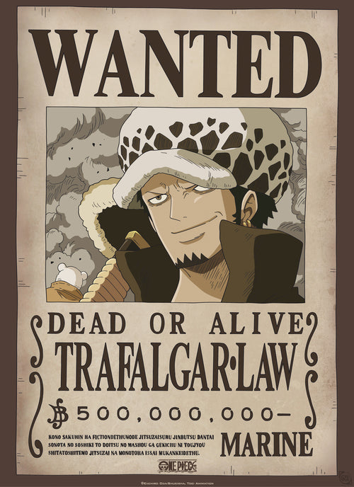 Gbeye Gbydco262 One Piece Wanted Law Poster 38x52cm | Yourdecoration.co.uk