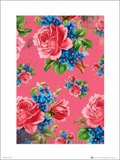 GBeye Vintage Flowers Pink Art Print | Yourdecoration.co.uk