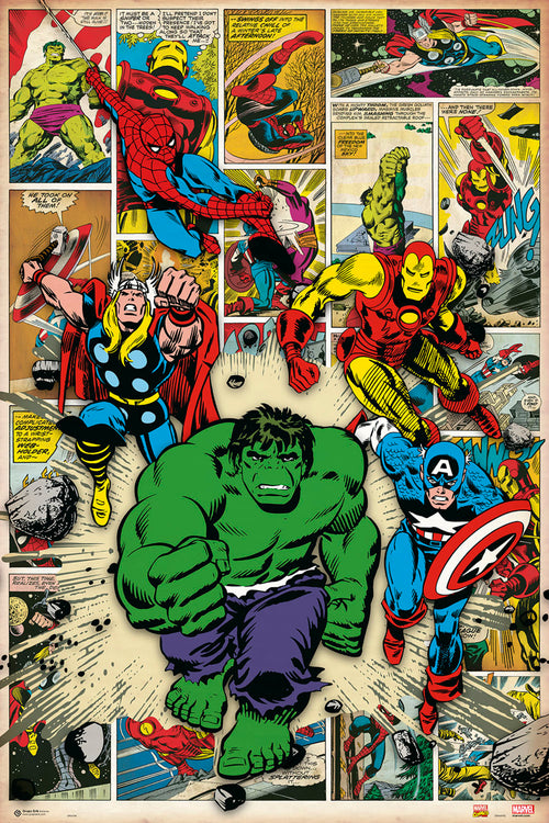 Grupo Erik GPE4786 Marvel Comics Here Come The Heroes Poster 61X91,5cm | Yourdecoration.co.uk