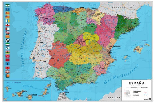 Grupo Erik GPE5030 Map Spain Physical Political Poster 91,5X61cm | Yourdecoration.co.uk