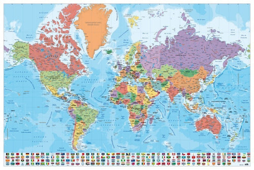 Grupo Erik GPE5044 Map World Es Physical Politic Poster 91,5X61cm | Yourdecoration.co.uk