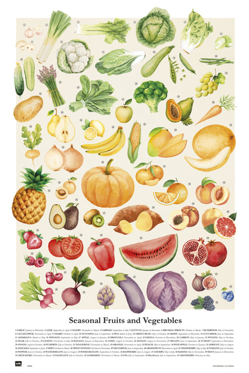 Grupo Erik GPE5349 Vegetales Y Frutas De Temporada Poster 61X91,5cm | Yourdecoration.co.uk