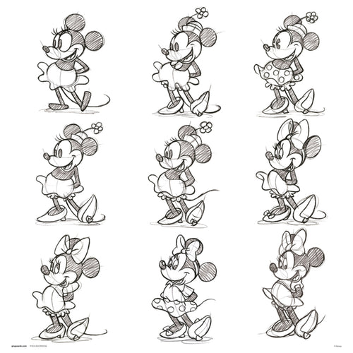 Grupo Erik Disney Minnie Sketch Art Print 30x30cm | Yourdecoration.co.uk