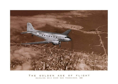 Margaret Bourke White Mainline DC 3 over San Francisco Art Print 70x50cm | Yourdecoration.co.uk