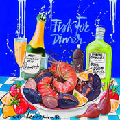 El van Leersum Fish for dinner Art Print 40x40cm | Yourdecoration.co.uk