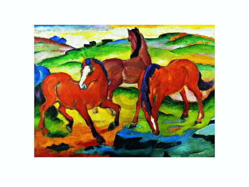 Franz Marc Die groÃŸen roten Pferde Art Print 71x56cm | Yourdecoration.co.uk