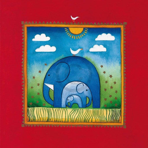 Linda Edwards Three little elephants Art Print 40x40cm | Yourdecoration.co.uk