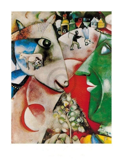 pgm mch 268 marc chagall i and the village 1911 Art Print 60x80cm | Yourdecoration.co.uk