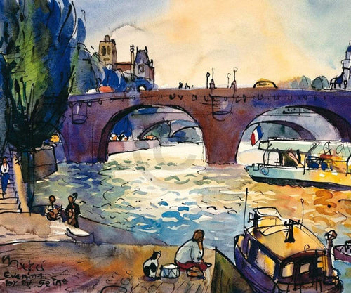 Michael Leu Evening by the Seine Art Print 60x50cm | Yourdecoration.co.uk