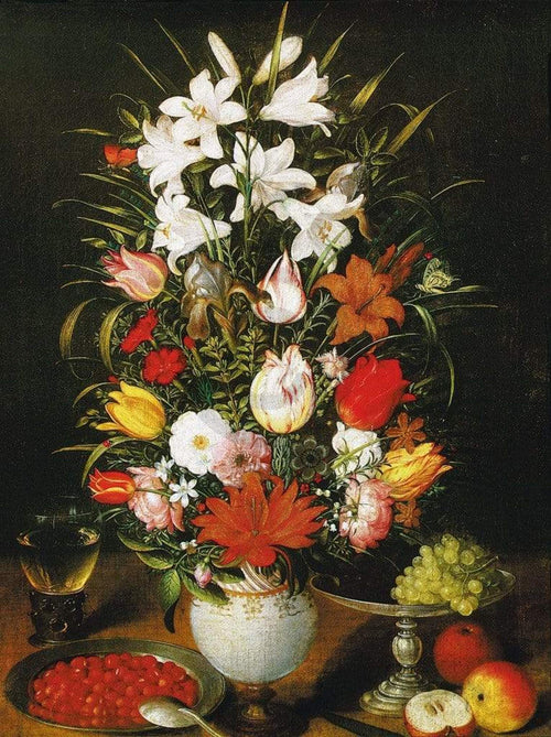 Pieter D. J. Brueghel Vaso ornato di fiori Art Print 60x80cm | Yourdecoration.co.uk