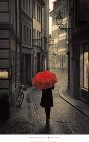 Stefano Corso Red Rain Art Print 61x96cm | Yourdecoration.co.uk