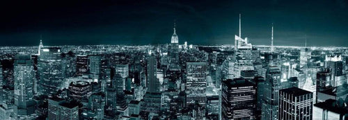 Shutterstock Manhatten Skyline at Night Art Print 95x33cm | Yourdecoration.co.uk