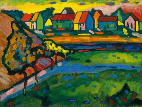 Wassily Kandinsky Bayrisches Dorf mit Feld Art Print 80x60cm | Yourdecoration.co.uk