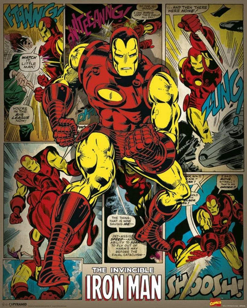 Pyramid Marvel Comics Iron Man Retro Poster 40x50cm | Yourdecoration.co.uk