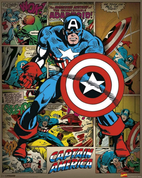 Pyramid Marvel Comics Captain America Retro Poster 40x50cm | Yourdecoration.co.uk