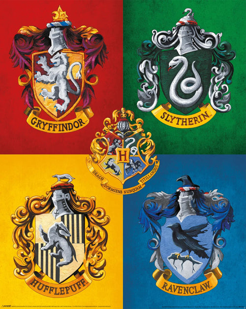 Pyramid Mpp50826 Harry Potter Colourful Crests Poster 40x50cm | Yourdecoration.co.uk