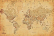 Pyramid World Map Vintage Style Poster 91,5x61cm | Yourdecoration.co.uk