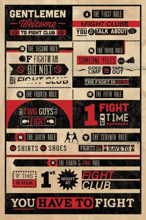 Pyramid Fight Club Infographic Poster 61x91,5cm | Yourdecoration.co.uk