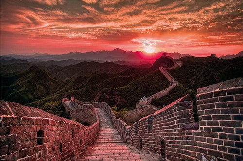 Pyramid The Great Wall of China Sunset Poster 91,5x61cm | Yourdecoration.co.uk