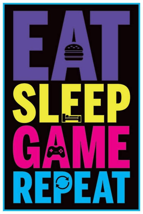 Pyramid Eat Sleep Game Repeat Gaming Poster 61x91,5cm | Yourdecoration.co.uk