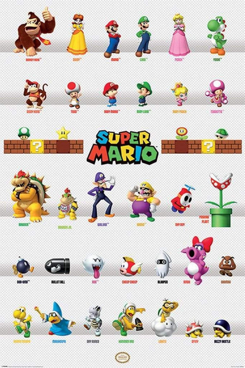 Pyramid Super Mario Character Parade Poster 61x91,5cm | Yourdecoration.co.uk