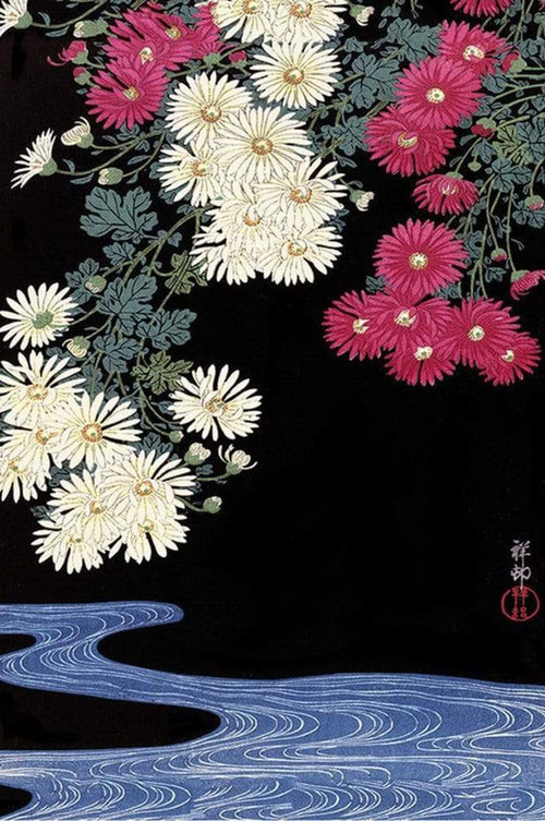 Pyramid Ohara Koson Chrysanthemum and Running Water Poster 61x91,5cm | Yourdecoration.co.uk