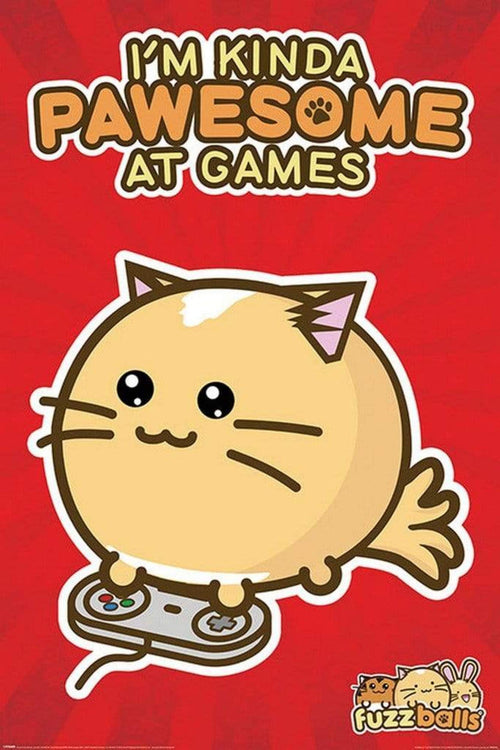 Pyramid Fuzzballs Pawsome Gamer Poster 61x91,5cm | Yourdecoration.co.uk