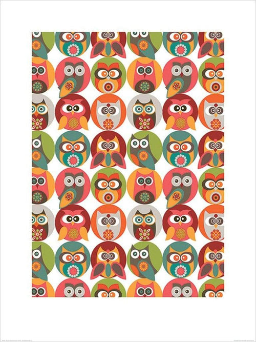 Pyramid Valentina Ramos Owls Family Art Print 60x80cm | Yourdecoration.co.uk