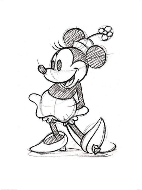 Pyramid Minnie Mouse Sketched Single Art Print 60x80cm | Yourdecoration.co.uk