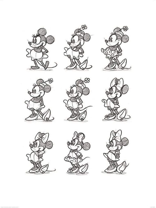 Pyramid Minnie Mouse Sketched Multi Art Print 60x80cm | Yourdecoration.co.uk