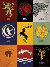 Pyramid Game of Thrones Sigils Art Print 60x80cm | Yourdecoration.co.uk