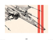 Pyramid Star Wars Episode VII xWing Pencil Art Art Print 60x80cm | Yourdecoration.co.uk