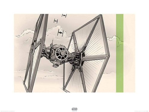 Pyramid Star Wars Episode VII TIE Fighter Pencil Art Art Print 60x80cm | Yourdecoration.co.uk