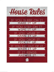 Pyramid House Rules Art Print 60x80cm | Yourdecoration.co.uk