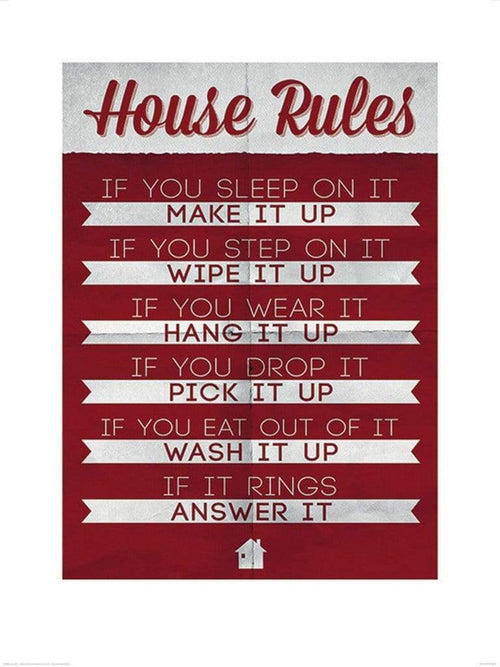 Pyramid House Rules Art Print 60x80cm | Yourdecoration.co.uk