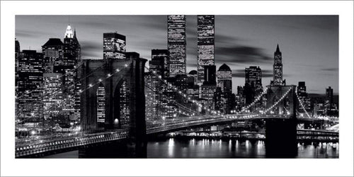 Pyramid Brooklyn Bridge Black and White Art Print 50x100cm | Yourdecoration.co.uk