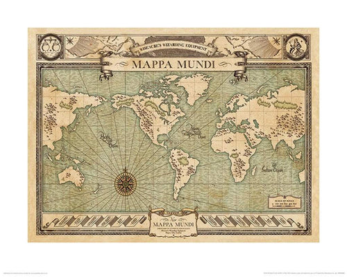 Pyramid Fantastic Beasts Mappa Mundi Art Print 40x50cm | Yourdecoration.co.uk