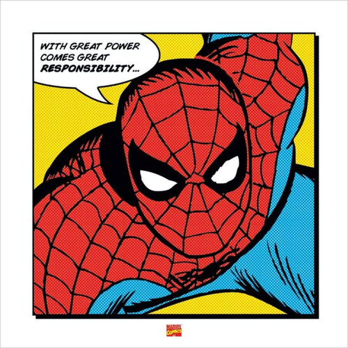 Pyramid Spider Man With Great Power Art Print 40x40cm | Yourdecoration.co.uk