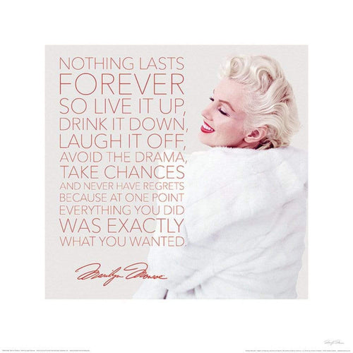 Pyramid Marilyn Monroe Nothing Lasts Forever Art Print 40x40cm | Yourdecoration.co.uk