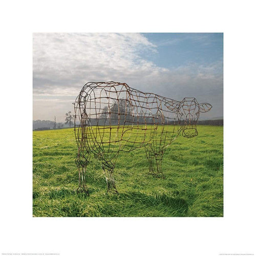 Pyramid Pink Floyd Wireframe Cow Art Print 40x40cm | Yourdecoration.co.uk