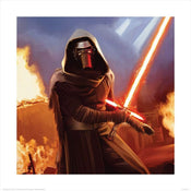 Pyramid Star Wars Episode VII Kylo Ren Fire Art Print 40x40cm | Yourdecoration.co.uk