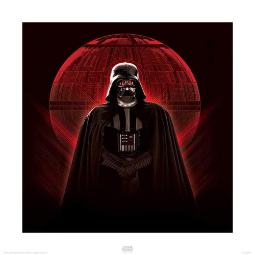 Pyramid Star Wars Rogue One Darth Vader and Death Star Art Print 40x40cm | Yourdecoration.co.uk